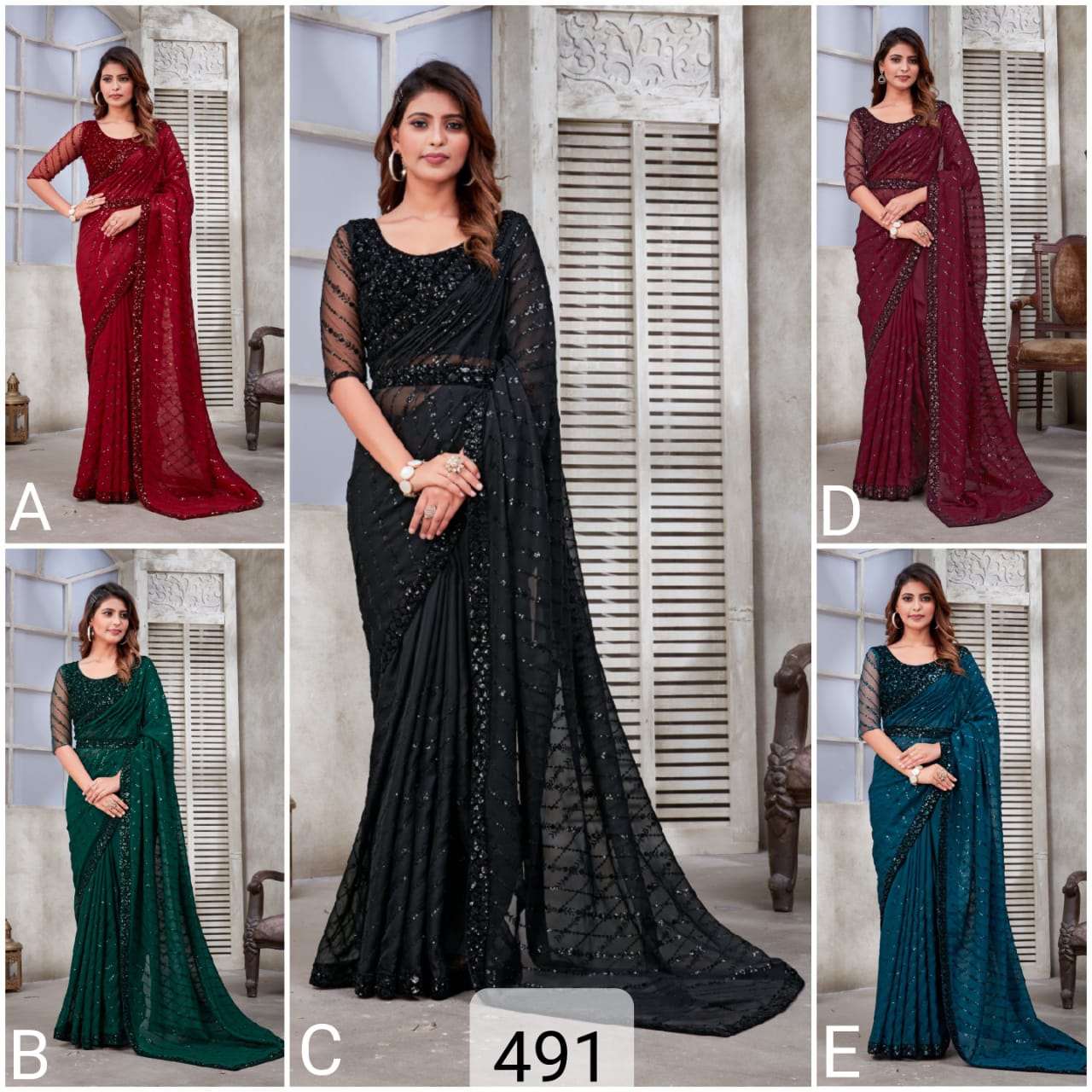 Zara 491 Party Wear Wholesale Designer Saree Catalog

